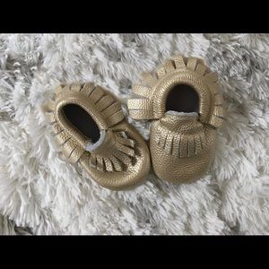 Gold baby moccasins for @missy2mca